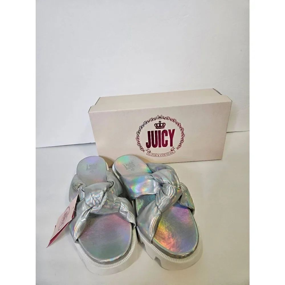 Juicy Unicorn Silver Iridescent slip on sandals.  NWT. Size 9.